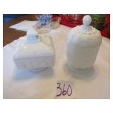 2 WESTMORELAND MILK GLASS CANDY DISHES