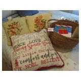 4- DECOR PILLOWS ; BASKET
