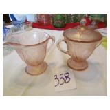 PINK DEPRESSION FLORAL CREAMER / SUGAR