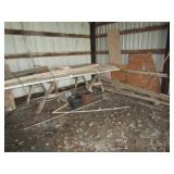 CONTENTS OF CORNER OF MACHINE SHED - TIN, LUMBER