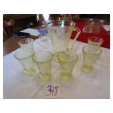 8" YELLOW DEPRESSION FLORENTINE PITCHER W/