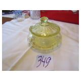 5" YELLOW DEPRESSION FLORENTINE CANDY DISH W/ LID