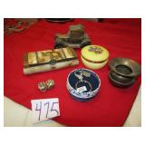 LEWELRY BOXES ; BRASS CAR BANK ; MARBLE DICE;