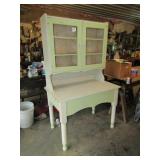 EARLY TURNED LEG TABLE BASE W/ 2 DOOR TOP