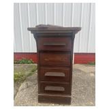 SMALL OAF 4 DRAWER FILING CABINET W/ WRITING SHELF