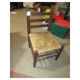 VINTAGE LADDER BACK CHAIR W/ WOVEN SEAT