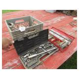 CRATE FULL OF TOOLS ; DRILL BITS ; MORE