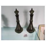 2- VINTAGE GREEN BOTTLE DECANTER 14"