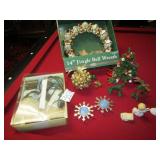14" JINGLE BELL WREATH ; LIGHTS ; MORE