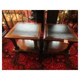 2- 21" X 21" X 15" T LEATHER TOP LAMP TABLES