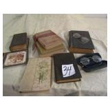 OLD 1800'S BOOKS ;2 VINTAGE EYE GLASSES