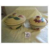 2- WATTS POTTERY WOLD FLOWER BOWLS W/ LIDS