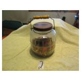 SMALL PICKLE JAR W/ METAL LID ,WIRE BALE HANDLE