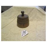 VINTAGE WOODEN BUTTER MOLD W/ THISTLE PATTERN