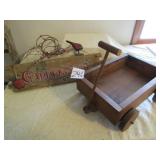 WOOD DECOR WAGON ; GARDEN SEED WALL DECOR