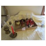 7 MINIATURE OIL LAMP; 7 CANDLE LIGHTS