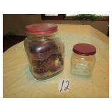 81/2' & 51/2' GLASS COFFEE JARS W/ METAL LIDS