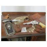 TOY CAP PISTOLS & HOLSTERS - BOTH PISTOL ARE CRACK