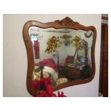 OAK WALL MIRROR W/ APPLIED CARVING