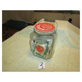 COFFEE JAR W/ METAL LID , WIRE BALE HANDLE