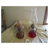 2 OIL LAMPS - ONE IS COPPER