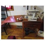 KENMORE SEWING MACHINE W/ CABINET ; FLOOR LAMP