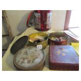 4 VINTAGE TINS ; SEWING