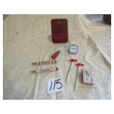 TIN MATCH SAFE ; BULLET PINS; ADV. HAMMER PIN