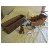WOOD SLEIGH ; WOOD SEWING MACHINE DRAWER