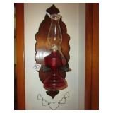 OIL LAMP W/ WOOD WALL HANGER