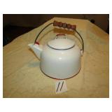 RED & WHITE GRANITEWARE TEA POT
