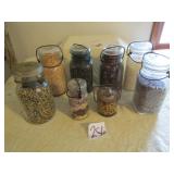 8 VINTAGE CANNING JARS
