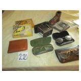 OLD GOLD RIM EYE GLASSES ; VINTAGE CAMERAS;