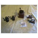 MINIATURE SAD IRON & TRIVET; COFFEE GRINDER;MORE