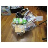 WIRE BASKET FULL OF LIGHT BULBS; BOX FULL NOTE