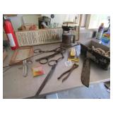HUNTING KNIFE ; HORSE BITS; BLOW TORCH; MORE
