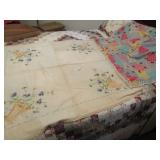 FANCY EMBROIDERY TABLE COVERING ; BABY QUILT