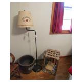 FLOOR LAMP ;WOOD CRATE; DECOR FLOWER POT