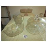 2 CAKE STANDS ; TEA PITCHER ; CENTER BOWL