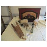 3 VINTAGE SHEEP ; BIRD; BOOT JACK; PICTURE