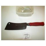 RED HANDLE MEAT CLEAVER ;GLASS JAR LIDS