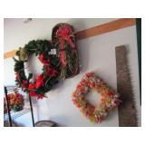 WREATHS ; OLD BASKET; CROSS CUT SAW BLADE