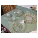 CLEAR GLASS BERRY W/ 10 BOWLS ;EGG PLATE; DIVIDER