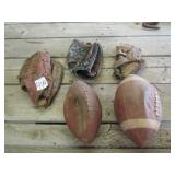 VINTAGE BALL GLOVES ; FOOT BALLS