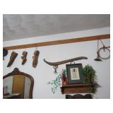 3- OLD WOOD SHOE FORMS ; WOOD HAMES ;SHELF;