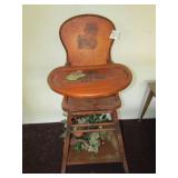 EARLY CHILD'S WOOD HIGH CHAIR W/ WOOD TRAY