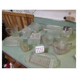 10- PIECES CLEAR GLASS- CREAMER/ SUGAR, FREEZER