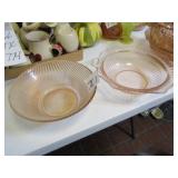 2 PINK DEPRESSION SERVING BOWLS