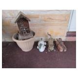 CAST IRON CAT DOOR STOP ; BIRD HOUSE