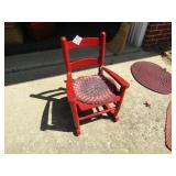 RED PAINTED CHILD'S ROCKING CHAIR